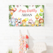 サファリアニマルズ子供の誕生日パーティー 横断幕 (インサイチュ)