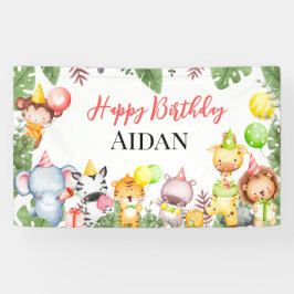 サファリアニマルズ子供の誕生日パーティー 横断幕