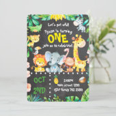 サファリアニマルズ招待状ジャングル誕生日動物園 招待状 (スタンド正面)