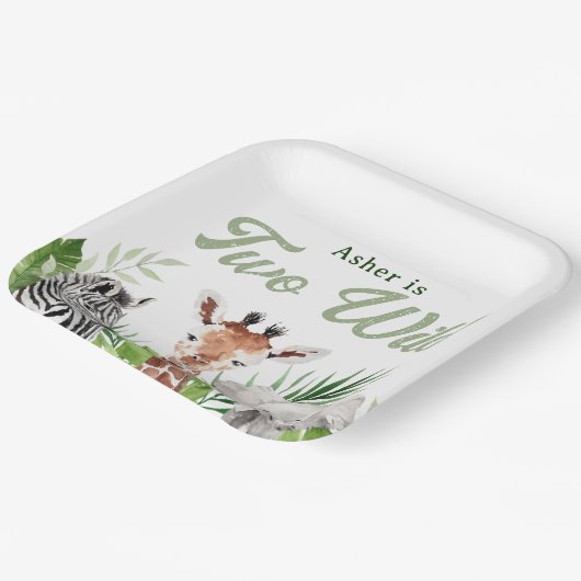 サファリアニマルズ誕生日 ペーパープレート (傾斜あり)