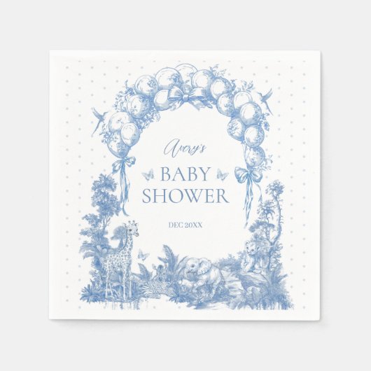 サファリアニマルダスティブルートワール男の赤ちゃんシャワー スタンダードカクテルナプキン (正面)