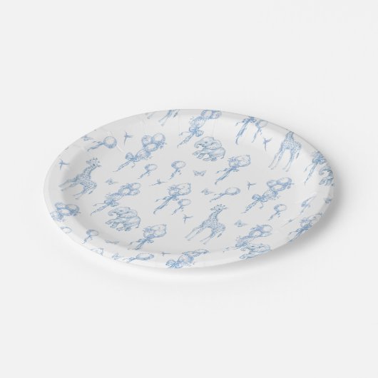 サファリアニマルダスティブルートワール男の赤ちゃんシャワー ペーパープレート (アングル)