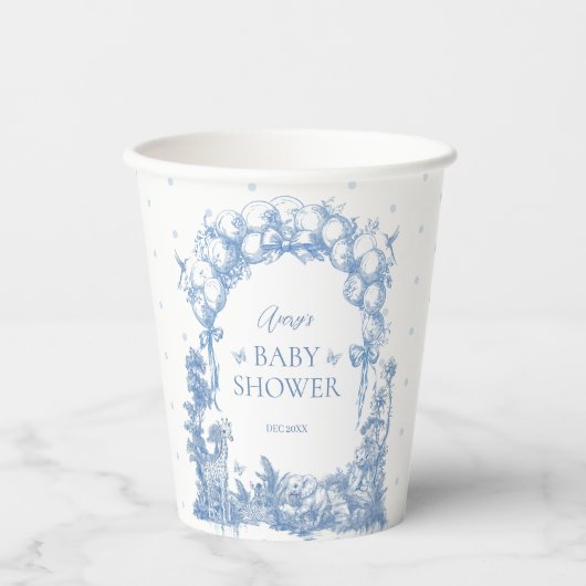 サファリアニマルダスティブルートワール男の赤ちゃんシャワー 紙コップ (正面)