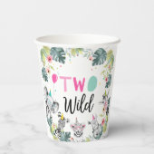 サファリアニマルツワイルド誕生日ピンクガール 紙コップ (裏面)