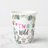 サファリアニマルツワイルド誕生日ピンクガール 紙コップ (正面)