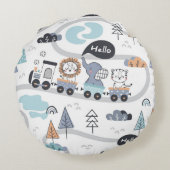 サファリアニマルトレインパレード子供部屋 ラウンドクッション (裏面)