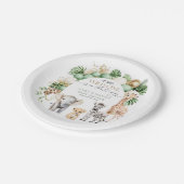 サファリアニマルトロピカルグリーンワイルドワンベビーシャワー ペーパープレート (アングル)