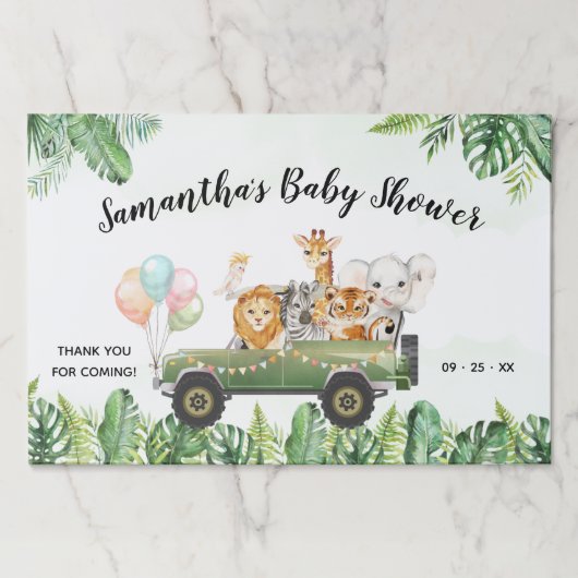 サファリアニマルトロピカルジャングル紙ランチョンマット ペーパーパッド (正面)