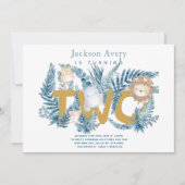 サファリアニマルトロピカルセカンド誕生日 招待状 (正面)