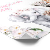 サファリアニマルトロピカルフラワーベビーシャワーカスタム ポスター (角)