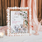 サファリアニマルトロピカルフラワーベビーシャワーカスタム ポスター