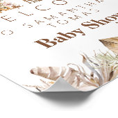 サファリアニマルトロピカルフローラガールベビーシャワー ポスター (角)