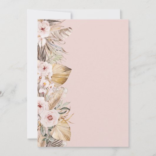 サファリアニマルトロピカルフローラガールベビーシャワー 招待状 (裏面)