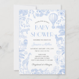 サファリアニマルトワルドジュイボーイベビーシャワー 招待状