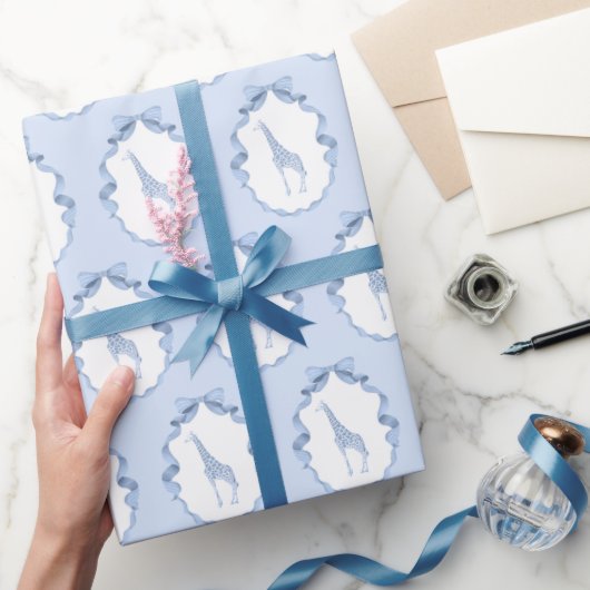 サファリアニマルトワルドジュエダスティブルー ラッピングペーパー (ギフト)