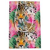 サファリアニマルヒョウカラフルアフリカ ミディアムペーパーバッグ (正面)