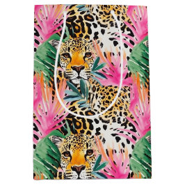 サファリアニマルヒョウカラフルアフリカ ミディアムペーパーバッグ