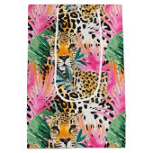 サファリアニマルヒョウカラフルアフリカ ミディアムペーパーバッグ (裏面)