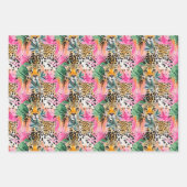 サファリアニマルヒョウカラフルアフリカ ラッピングペーパーシート (正面3)