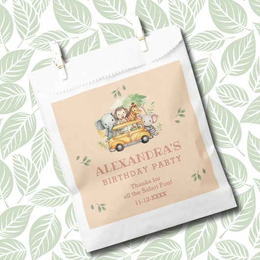 サファリアニマルピンクガールジャングル誕生日サンキューユナイテッド フェイバーバッグ