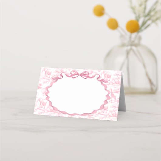 サファリアニマルピンクトイレデジュイベビーシャワー プレイスカード (裏面)