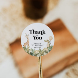 サファリアニマルファースト誕生日ラウンドシールワイルド1 ラウンドシール