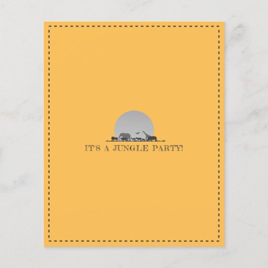 サファリアニマルフォーエバーワイルドチープ誕生日招待状 (裏面)