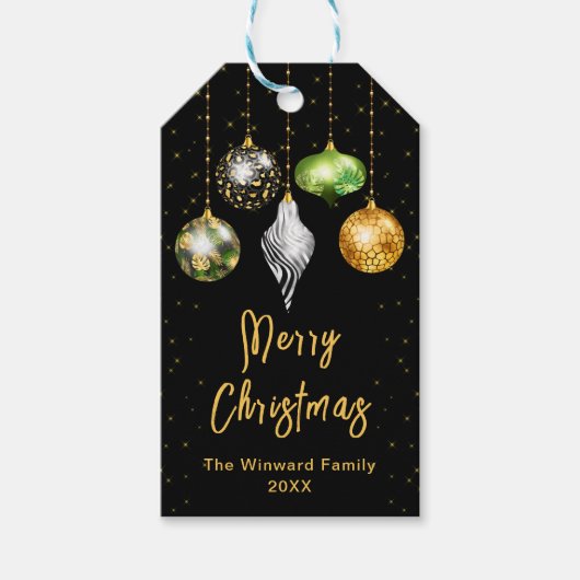 サファリアニマルプリントオーナメントメリークリスマス ギフトタグ (正面)