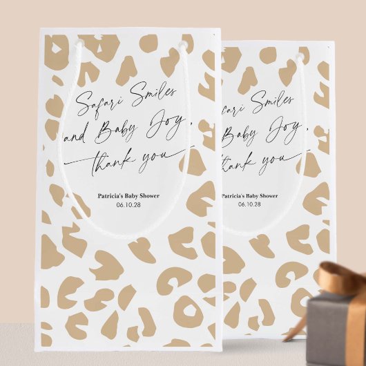 サファリアニマルプリントモダンベビーシャワーグディーバッグ スモールペーパーバッグ