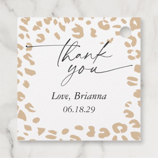 サファリアニマルプリント男女兼用ベビーシャワー フェイバータグ (裏面)