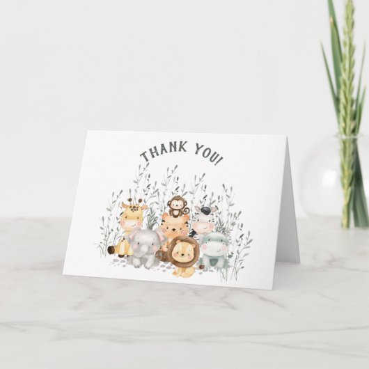 サファリアニマルベビシャワーサンキューカード サンキューカード (正面)