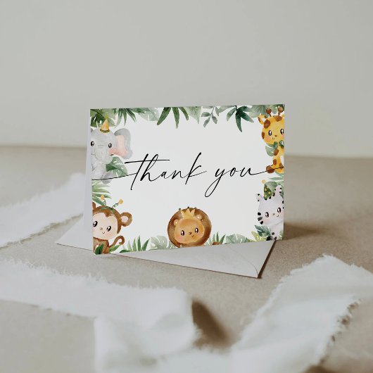 サファリアニマルベビシャワーサンキューカード サンキューカード