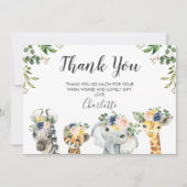 サファリアニマルベビシャワーサンキューカード 招待状 (正面)