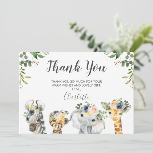 サファリアニマルベビシャワーサンキューカード 招待状 (スタンド正面)