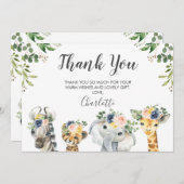 サファリアニマルベビシャワーサンキューカード 招待状 (正面/裏面)