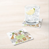 サファリアニマルベビシャワーパーティー スクエアペーパーコースター (インサイチュ)