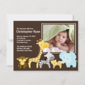 サファリアニマルベビー誕生写真発表 招待状 (正面)