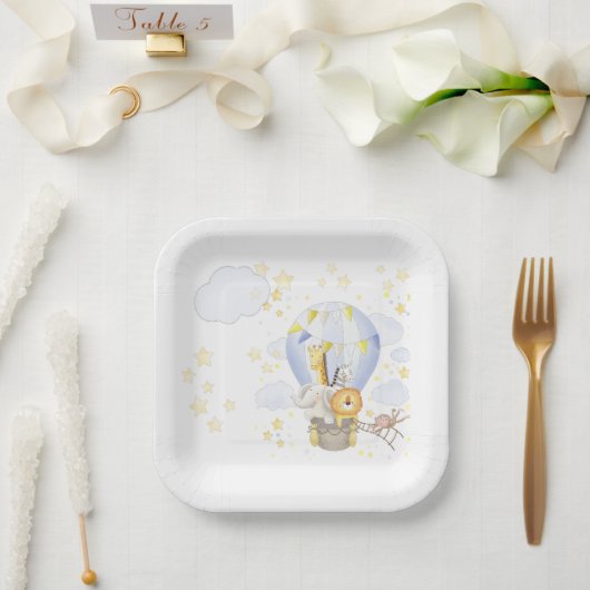 サファリアニマルホットエアバルーンプレート ペーパープレート (ウェディング)