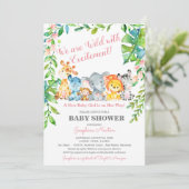 サファリアニマルワイルドジャングルガールベビーシャワー 招待状 (スタンド正面)