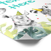 サファリアニマルワイルドボーイバースデーパーティーテーブルサイン ポスター (角)