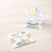 サファリアニマルワイルドワンガールベビーシャワー スクエアペーパーコースター (インサイチュ)