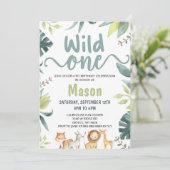 サファリアニマルワイルドワンジャングルの誕生日パーティー 招待状 (スタンド正面)