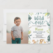 サファリアニマルワイルドワンジャングルの誕生日パーティー 招待状 (正面)