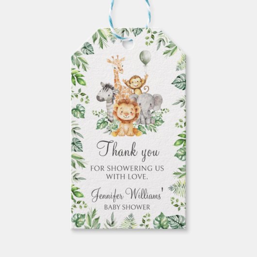サファリアニマルワイルドワン男の赤ちゃんシャワーギフトラベル ギフトタグ (正面)