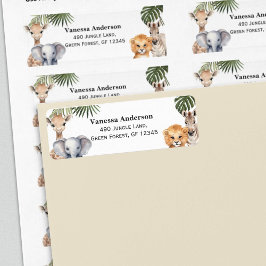 サファリアニマルワイルドワン男の赤ちゃんシャワーリターン ラベル