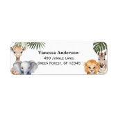 サファリアニマルワイルドワン男の赤ちゃんシャワーリターン ラベル (正面)