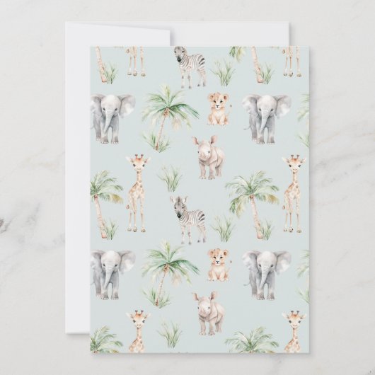 サファリアニマルワイルドワン男の赤ちゃん 招待状 (裏面)