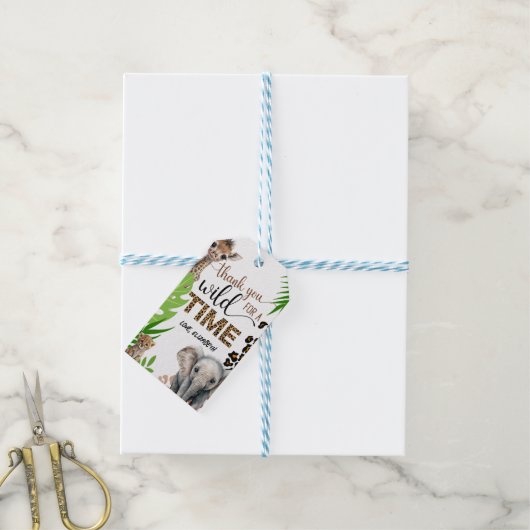 サファリアニマル誕生日ヒョウ印刷パーティー ギフトタグ (より糸付き)