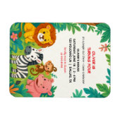 サファリアニマル誕生日招待状ボーイズフレキシブル マグネット (横)