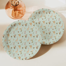 サファリアニマル誕生日紙プレートグリーンジャングル ペーパープレート